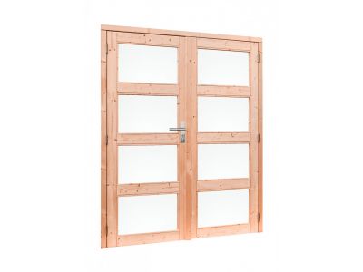 Douglas dubbele 4-ruits deur inclusief kozijn - onbehandeld