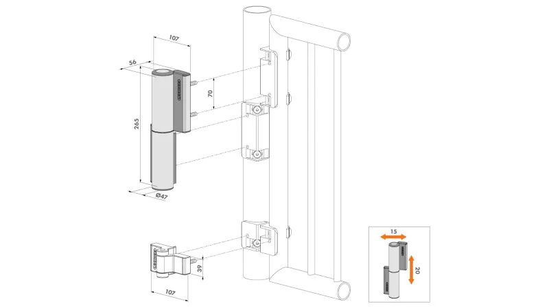 Ms.S  Locinox Tiger | Compact 180° hydraulic gate closer and hinge