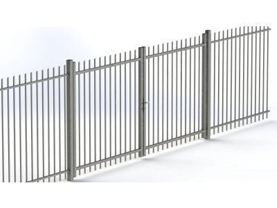 Double swing gate premium round 400cm wide